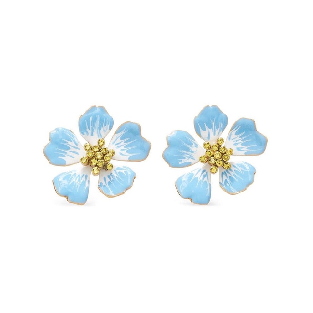 Oscar de la Renta Small Hand Painted Flower Earrings
